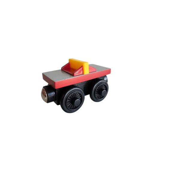 2003 Thomas & Friends Rocky's Back Tender Car Wooden Railway Train Red Gray - Picture 2 of 3
